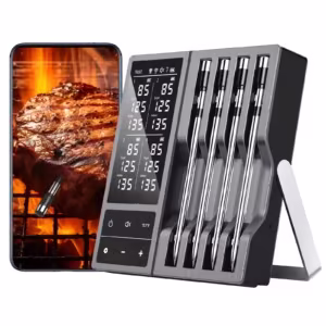 Wireless Meat Thermometer, Instant Read Digital Grill Food Thermometer, 4 X 0.19 In Dual Sensor Probe, 5.2 Bluetooth, 800ft Smart