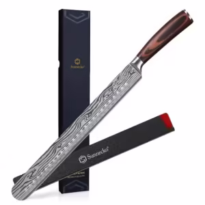 Sunnecko Chef's Brisket Slicing Knife 12" High Carbon Stainless Steel with Sheath Ergonomic Pakkawood Handle
